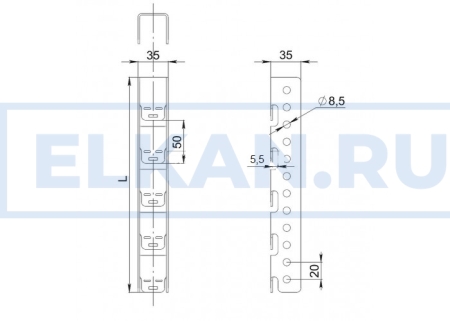 Крепление стойки к сетчатому забору 450 мм, оцинкованное