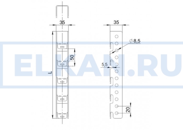Крепление стойки к сетчатому забору 250 мм, горячий цинк