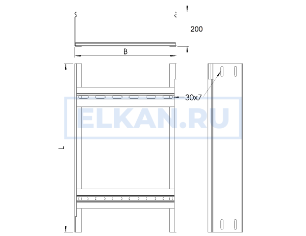 Лоток лестничный 300х200х3000 (1,5 мм) оцинкованный