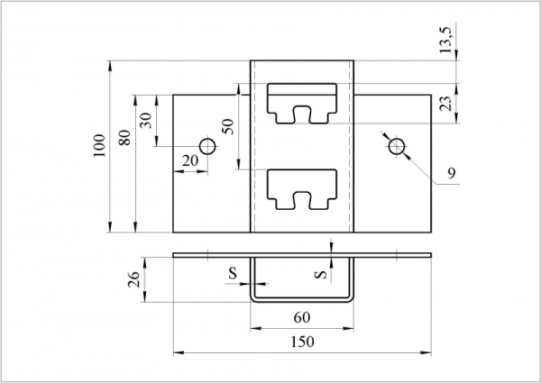 Основание одиночной полки К1158 оцинкованное Основание одиночной полки К1158 оцинкованное