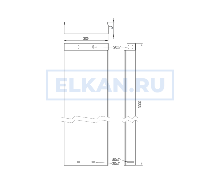 Лоток неперфорированный 300х70х2000 (0,8 мм) крашенный