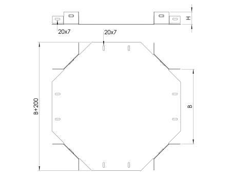 Угол Х-образный горизонтальный 80х80 оцинкованный