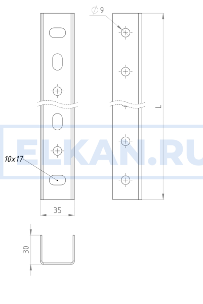 Стойка консольная 35х30 1000 мм крашенная