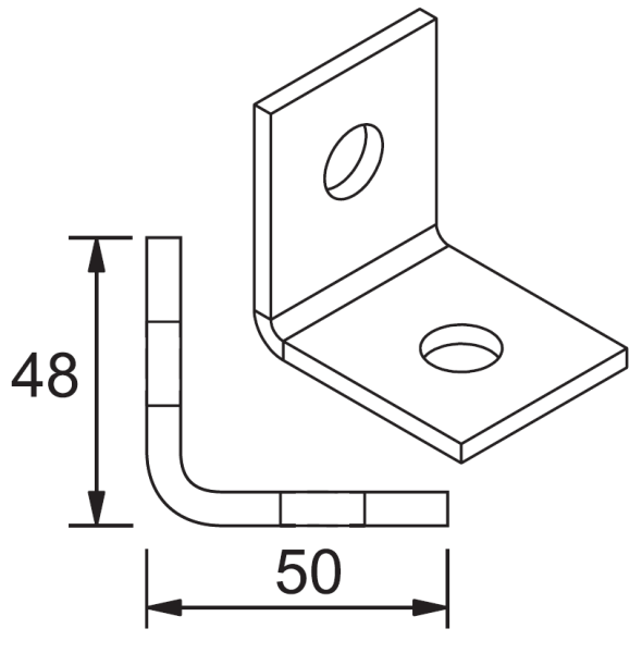 Пластина угловая 90 градусов 2 отверстия MSP 200 горячий цинк