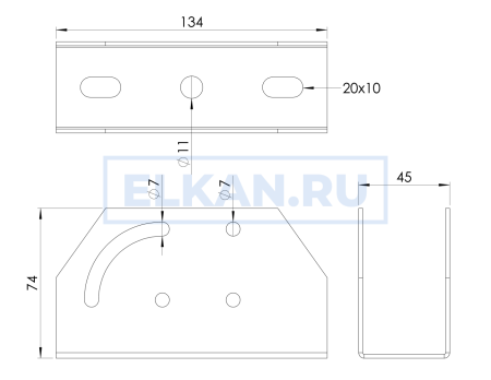 Поворотно потолочный кронштейн для стойки 35х30 оцинкованный