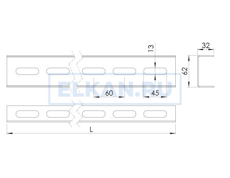 Швеллер К235 60х32х3000 толщина 2 мм крашенный Швеллер К235 60х32х3000 толщина 2 мм крашенный