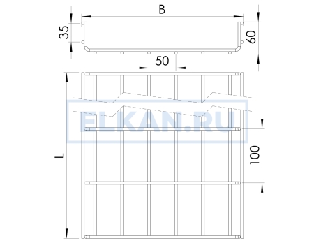 Лоток проволочный 60х60х3000 мм нержавеющая сталь