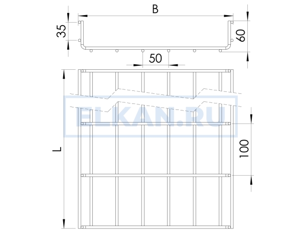 Лоток проволочный 60х60х3000 мм нержавеющая сталь