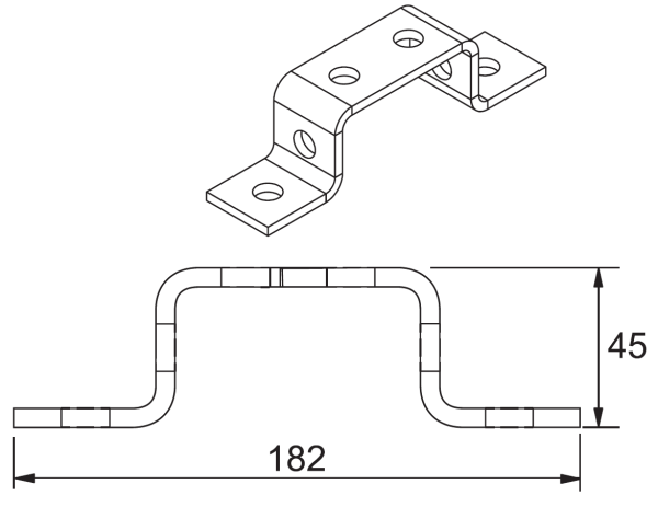 MSP 230 Прямоугольная скоба для сдвоенного профиля 2хMS гальваническое цинкование