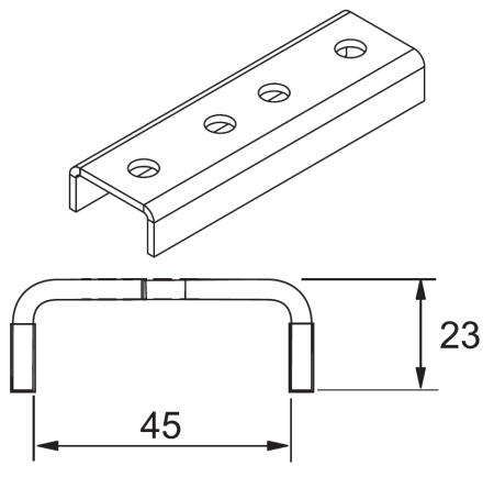 MSP 232 Канальный внешний соединитель для профиля MS 4121 гальваническое цинкование