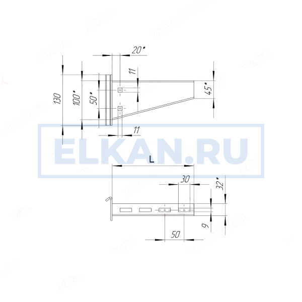 Консоль усиленная I-образного профиля 800 мм горячий цинк