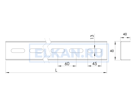 Профиль П-образный 40х40 длина 3000 толщина 2.0 мм оцинкованный Профиль П-образный 40х40 длина 3000 толщина 2.0 мм оцинкованный