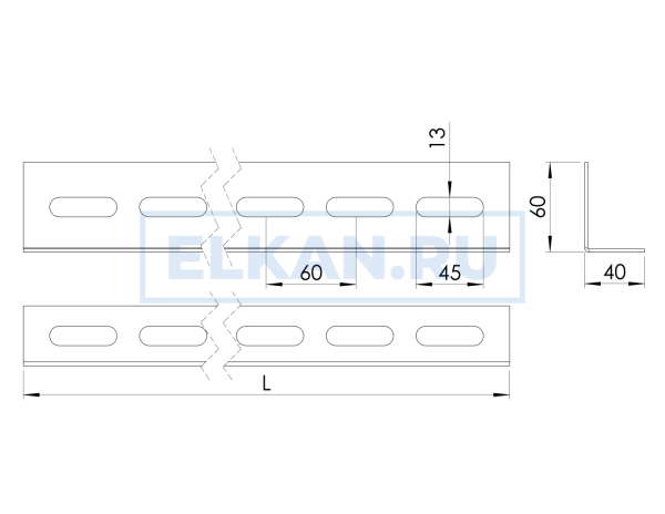 Уголок перфорированный К242 60х40х2500 толщина 2 мм нержавеющая сталь Уголок перфорированный К242 60х40х2500 толщина 2 мм нержавеющая сталь