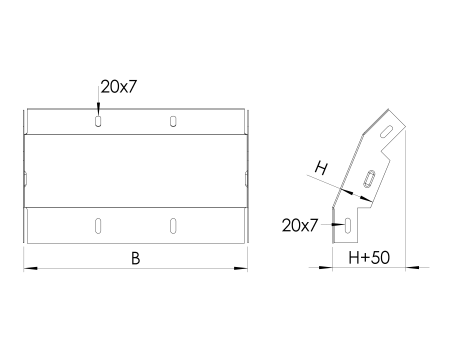 Угол вертикальный внутренний 200х80 мм 45 градусов (0,7 мм) оцинкованный