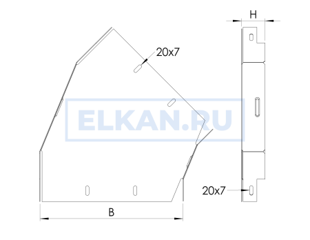 Угол горизонтальный 300х200 мм 45 градусов (1,0 мм) оцинкованный