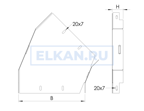 Угол горизонтальный 300х200 мм 45 градусов (1,0 мм) оцинкованный