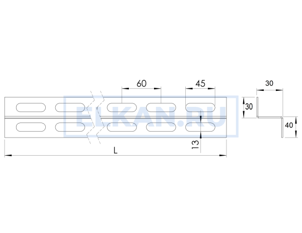 Z-профиль К238 40х30х30х2000 толщина 2 мм оцинкованный зетовый Z-профиль К238 40х30х30х2000 толщина 2 мм оцинкованный зетовый