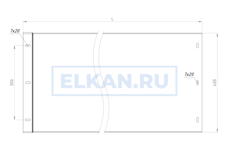 Лоток неперфорированный 400х40х3000 (1,0 мм) нержавеющая сталь