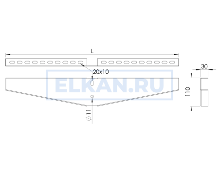 Консоль двусторонняя 500 мм для стойки потолочной 35х30 горячий цинк
