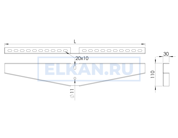 Консоль двусторонняя 100 мм для стойки потолочной 35х30 горячий цинк