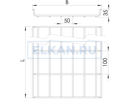 Лоток проволочный 70х50х3000 мм нержавеющая сталь