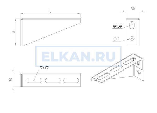 КН-100 мм S=2,0 Кронштейн настенный оцинкованный