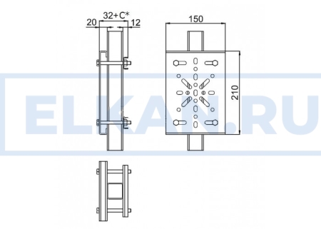 Крепление монтажной пластины к профильной трубе, горячий цинк