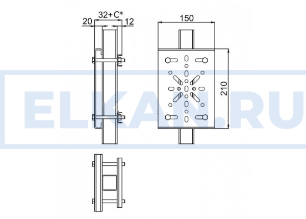 Крепление монтажной пластины к профильной трубе, оцинкованное