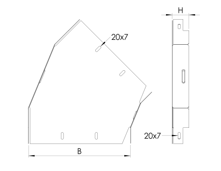 Угол горизонтальный 600х50 мм 45 градусов (1,2 мм) горячий цинк