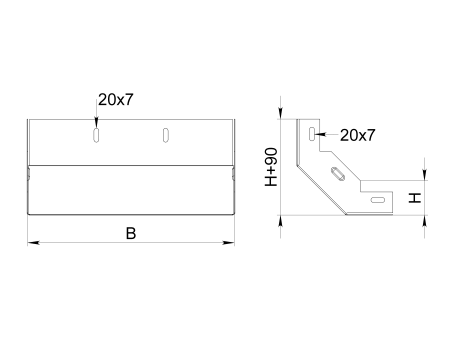 Угол вертикальный внутренний 200х80 мм 90 градусов горячий цинк