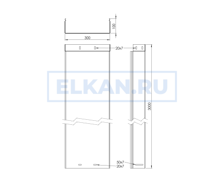 Лоток неперфорированный 300х100х3000 (1,0 мм) нержавеющая сталь
