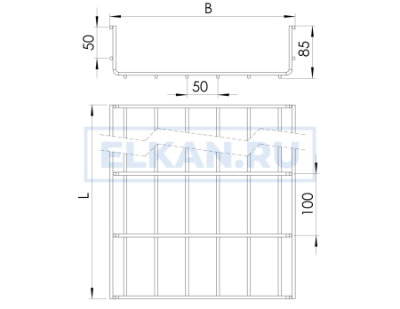 Лоток проволочный 600х85х3000 мм нержавеющая сталь