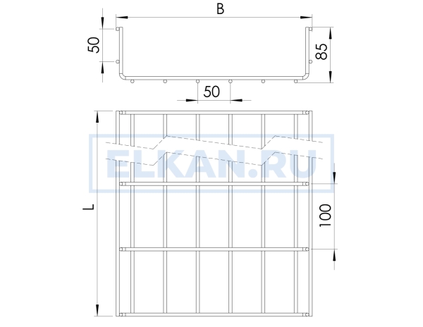 Лоток проволочный 80х80х3000 мм нержавеющая сталь