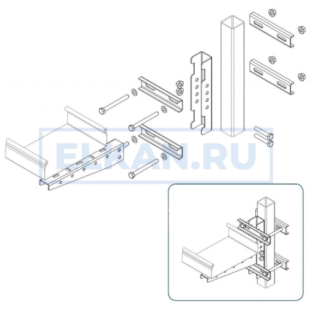 Крепление стойки к профильной трубе, горячий цинк