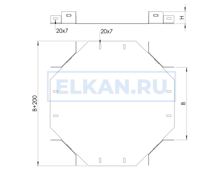 Угол Х-образный горизонтальный 500х80 (1,0 мм) оцинкованный
