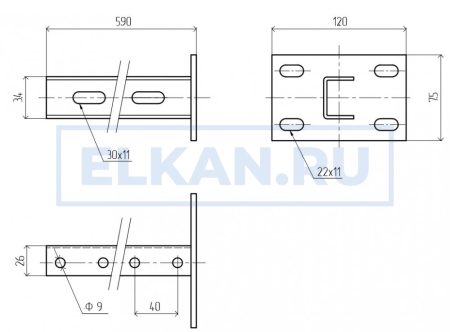 Стойка напольно - потолочная сварная L500 оцинкованная