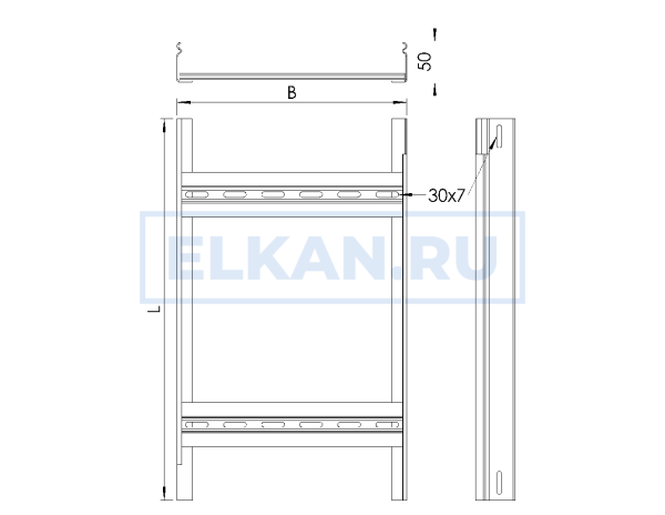 Лоток лестничный 200х50х3000 (1,2 мм) оцинкованный