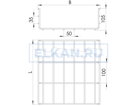 Лоток проволочный 300х105х3000 мм оцинкованный
