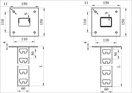 Стойка кабельная потолочная L600, горячий цинк