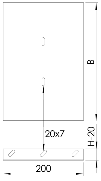 Соединитель лотковый с основанием, толщина 1,5 мм, для лотка 100х50 оцинкованный