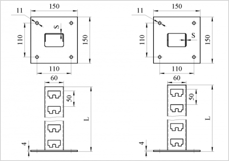 Стойка кабельная напольная L1200, крашенная