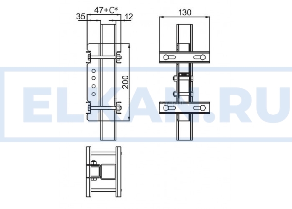 Крепление стойки к профильной трубе, горячий цинк
